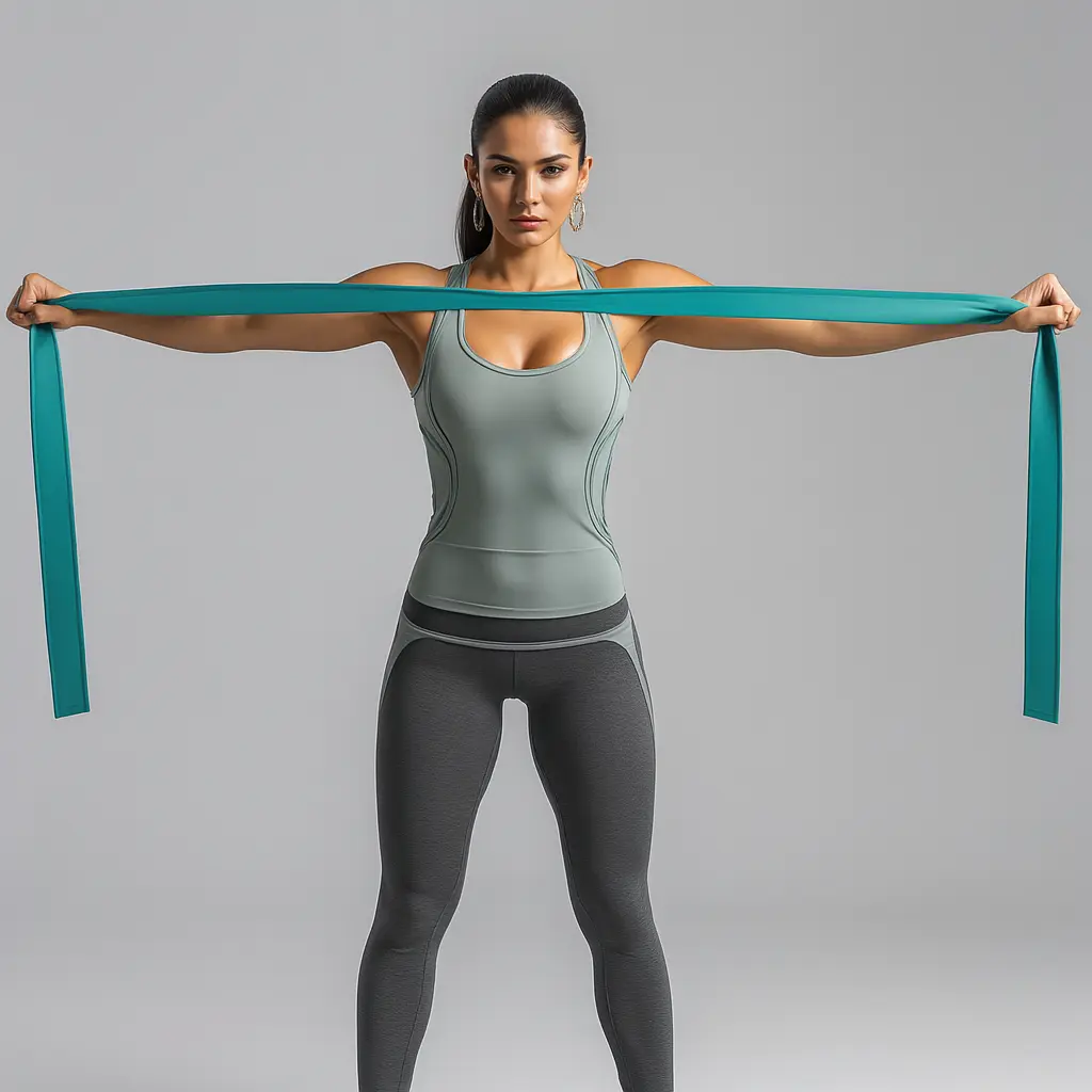 woman performing band pull apart