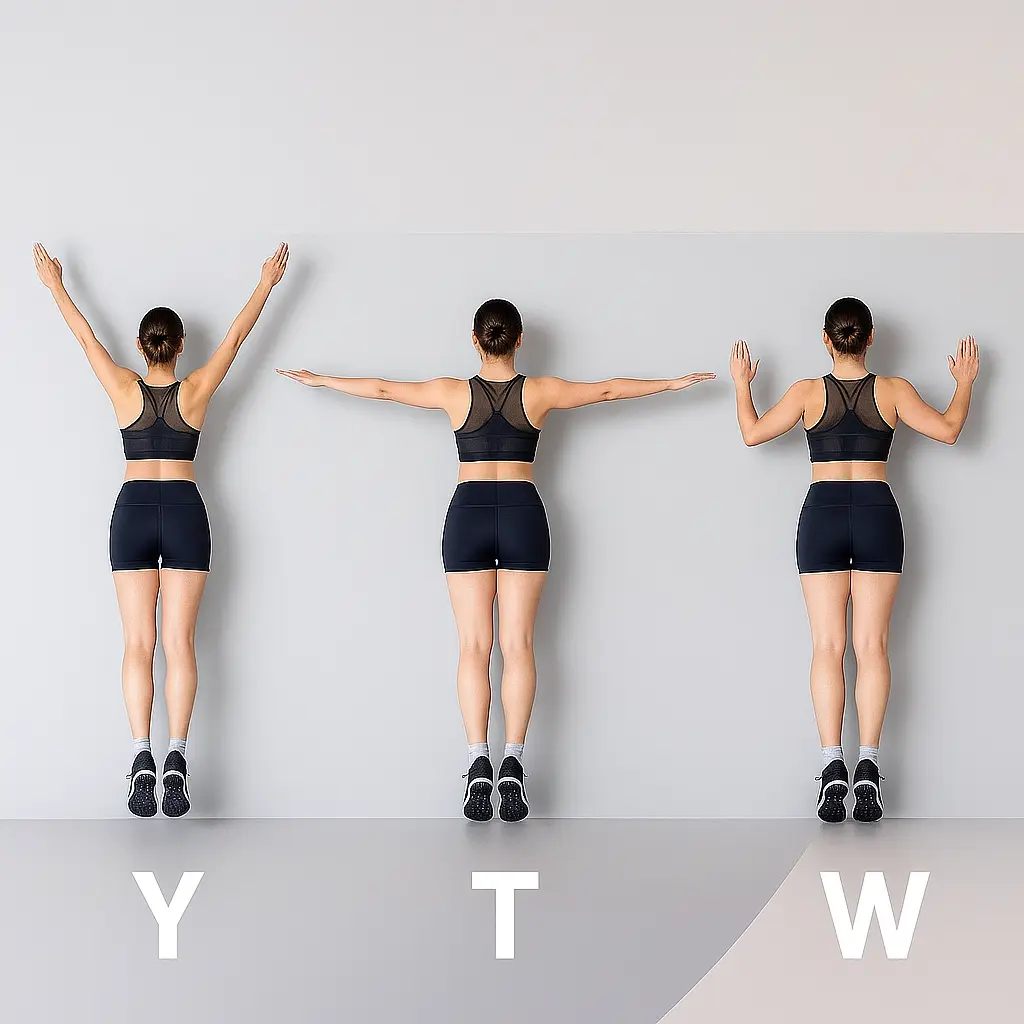 woman lying face down performing the exercise called Y-T-W