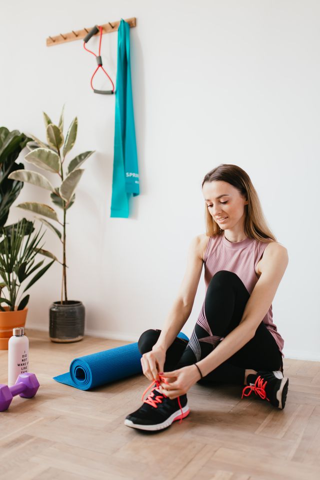 Woman about to have a home workout
